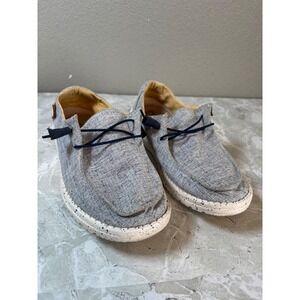 Hey Dude Wendy Chambray White Blue Women's Slip On Loafer‎ Shoes US 9 Casual